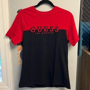 Black and Red Split Guess Los Angeles T-Shirt